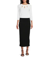 Eva Varro Elastic Waist Straight Sheath Midi Skirt