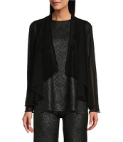 Eva Varro Mesh Draped Shawl Collar Long Sleeve High Low Jacket