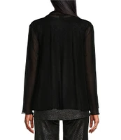 Eva Varro Mesh Draped Shawl Collar Long Sleeve High Low Jacket