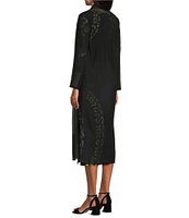 Eva Varro Mesh Knit Shawl Collar Long Sleeve Open-Front Long Cardigan