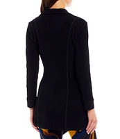 Eva Varro Barcelona Pebble Textured Knit Open Lapel Long Sleeve Open-Front Statement Jacket