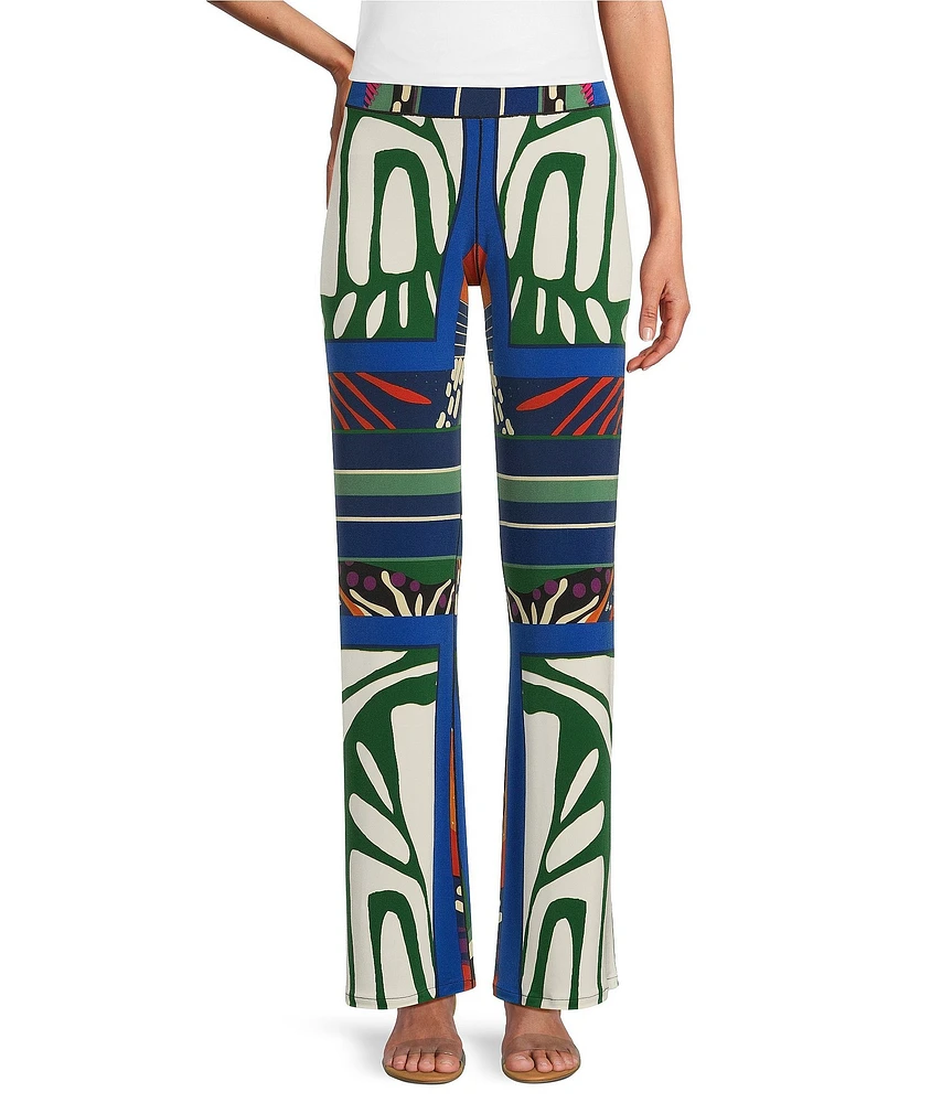 Eva Varro Printed Elastic Waist Wide Leg Flare Pants
