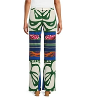Eva Varro Printed Elastic Waist Wide Leg Flare Pants