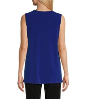 Eva Varro Solid Knit Jersey Crew Neck Sleeveless Top