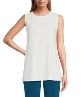 Eva Varro Solid Knit Jersey Crew Neck Sleeveless Top