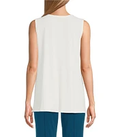 Eva Varro Solid Knit Jersey Crew Neck Sleeveless Top