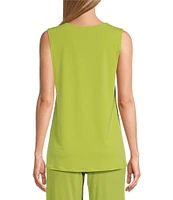 Eva Varro Solid Knit Jersey Crew Neck Sleeveless Top