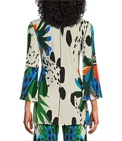 Eva Varro Tropical Inspired Print V-Neck 3/4 Bell Sleeve Coordinating Tunic