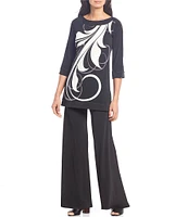 Eva Varro Knit Jersey High Rise Wide Leg Pull-On Pants