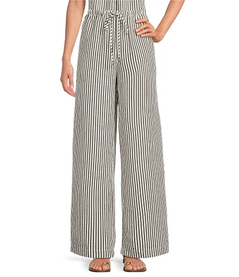 Every Coordinating Knit Striped Mid Rise Gaucho Wide Leg Pants