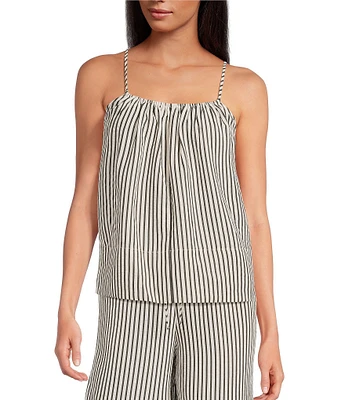 Every Coordinating Knit Striped Scoop Neck Sleeveless Babydoll Top