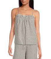 Every Coordinating Knit Striped Scoop Neck Sleeveless Babydoll Top