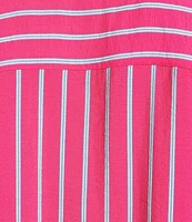 Every Coordinating Stripped Knit Notch Collar Short Sleeve Tie Front Top