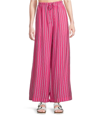 Every Coordinating Striped Pocketed Pull-On Wide Pants