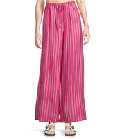 Every Coordinating Striped Pocketed Pull-On Wide Pants