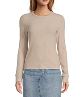 Every Crew Neck Long Sleeve Ribbed Knit Shirt