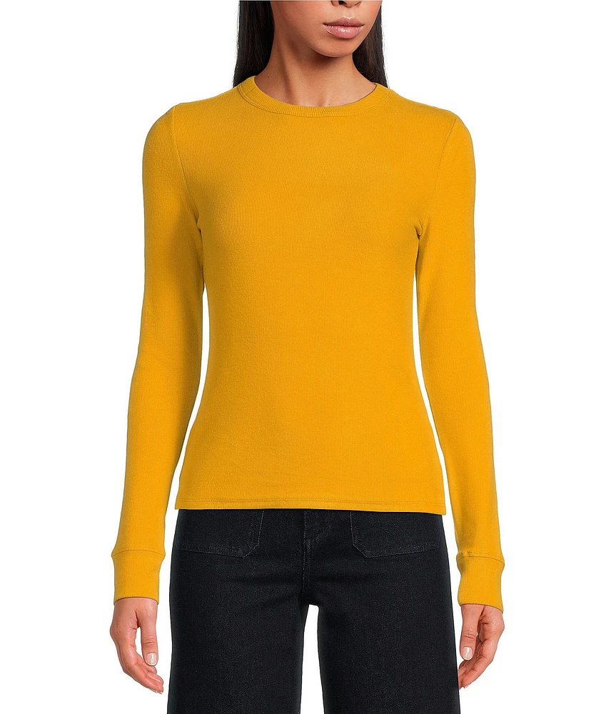 Every Crew Neck Long Sleeve Ribbed Knit Shirt