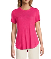 Every Crew Neck Ribbed Short Sleeve Shirttail Hem Tee Shirt