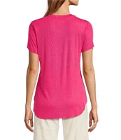 Every Crew Neck Ribbed Short Sleeve Shirttail Hem Tee Shirt