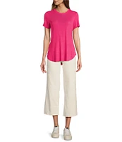 Every Crew Neck Ribbed Short Sleeve Shirttail Hem Tee Shirt