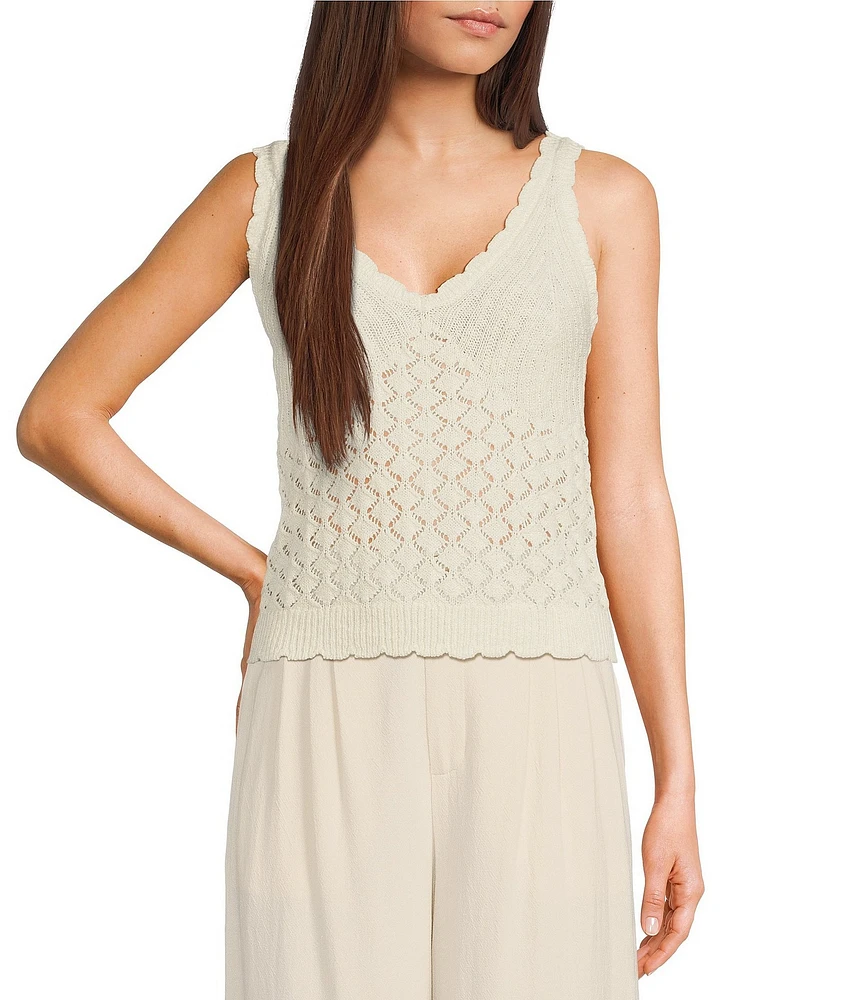 Every Crochet V Neck Sleeveless Tank Top