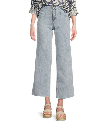 Every Denim High Rise Pleated Straight Hem Waist Jeans