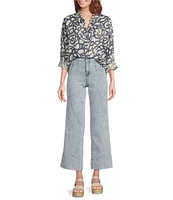 Every Denim High Rise Pleated Straight Hem Waist Jeans