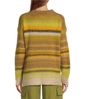 Every Fuzzy Vintage Stripe Crew Neck Long Sleeve Sweater