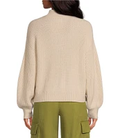 Every Knit Mock Neck Long Sleeve Cropped Sweater