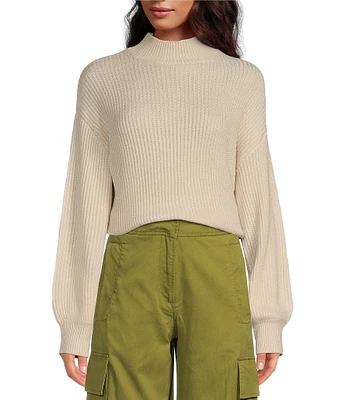 Every Knit Mock Neck Long Sleeve Cropped Sweater