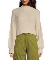 Every Knit Mock Neck Long Sleeve Cropped Sweater