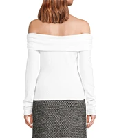 Every Knit Ruched Off Shoulder Long Sleeve Sweater Top