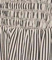 Every Knit Striped Square Neck Sleeveless Smocked A-Line Mini Dress