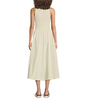 Every Mixed Media Round Neck Sleeveless Midi A-Line Dress