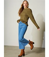 Every Patch Pocket High Rise Frayed Hem Wide Leg Jeans