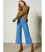 Every Patch Pocket High Rise Frayed Hem Wide Leg Jeans