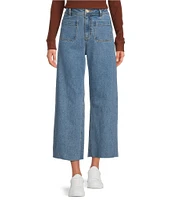 Every Patch Pocket High Rise Frayed Hem Wide Leg Jeans