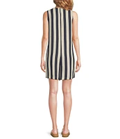 Every Stripe Linen Blend Round Neck Sleeveless Romper