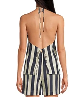 Every Stripe Linen Blend V-Neck Halter Coordinating Top