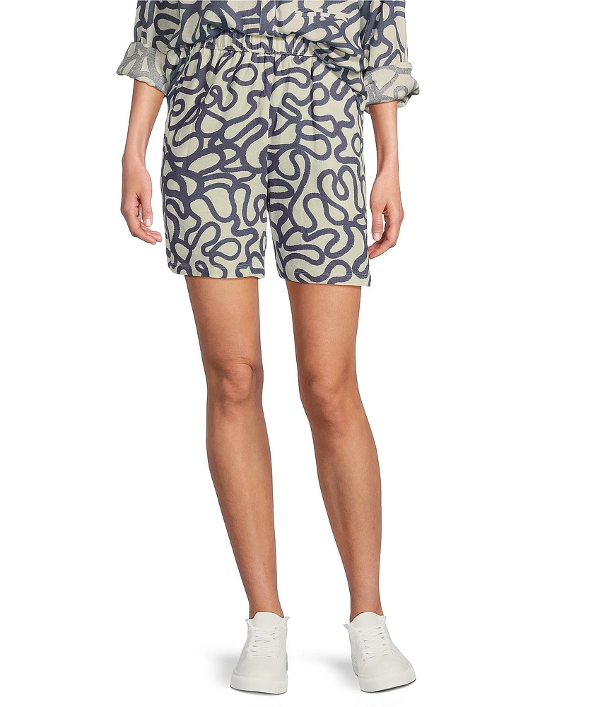 Every Woven Doodle Print High Rise Pull On Shorts