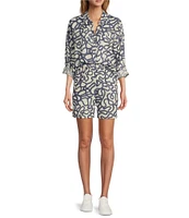 Every Woven Doodle Print High Rise Pull On Shorts