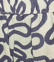 Every Woven Doodle Print High Rise Pull On Shorts