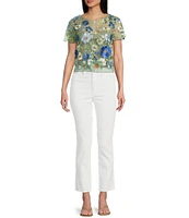 Evolutionary 3D Floral Print Short Sleeve Top
