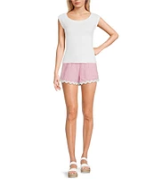Evolutionary Boat Neck Ribbed Short Sleeve Top