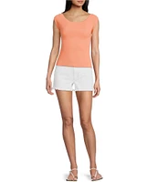 Evolutionary Boat Neck Ribbed Short Sleeve Top