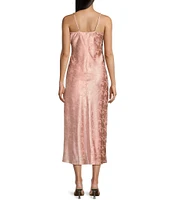 Evolutionary Bow Print Ruffled Scoop Neck Spaghetti Strap Slip Dress