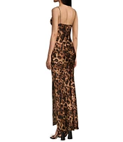 Evolutionary Cowl Neck Sleeveless Cheetah Slip Dress