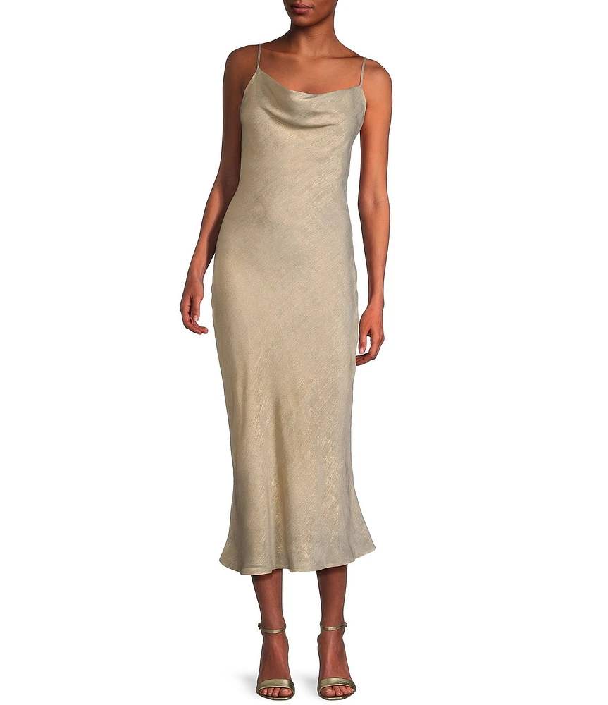 Evolutionary Cowl Neck Midi Slip Dress