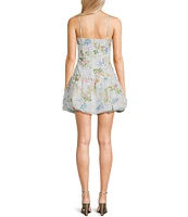 Evolutionary Eyelet Floral Print Spaghetti Strap Bubble Dress