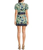 Evolutionary Floral Print Poplin Short Sleeve Belted Dress